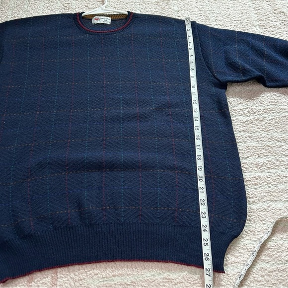 Homer Reed Ltd Denver Navy Wool Sweater Windowpane Knit Size Medium - Picture 7 of 8